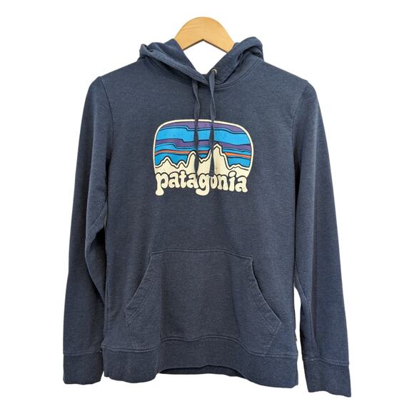 Patagonia Navy Blue Hoodie Women's Fitz Roy Far Out Ahnya Hooded Sweatshirt - Picture 1 of 7